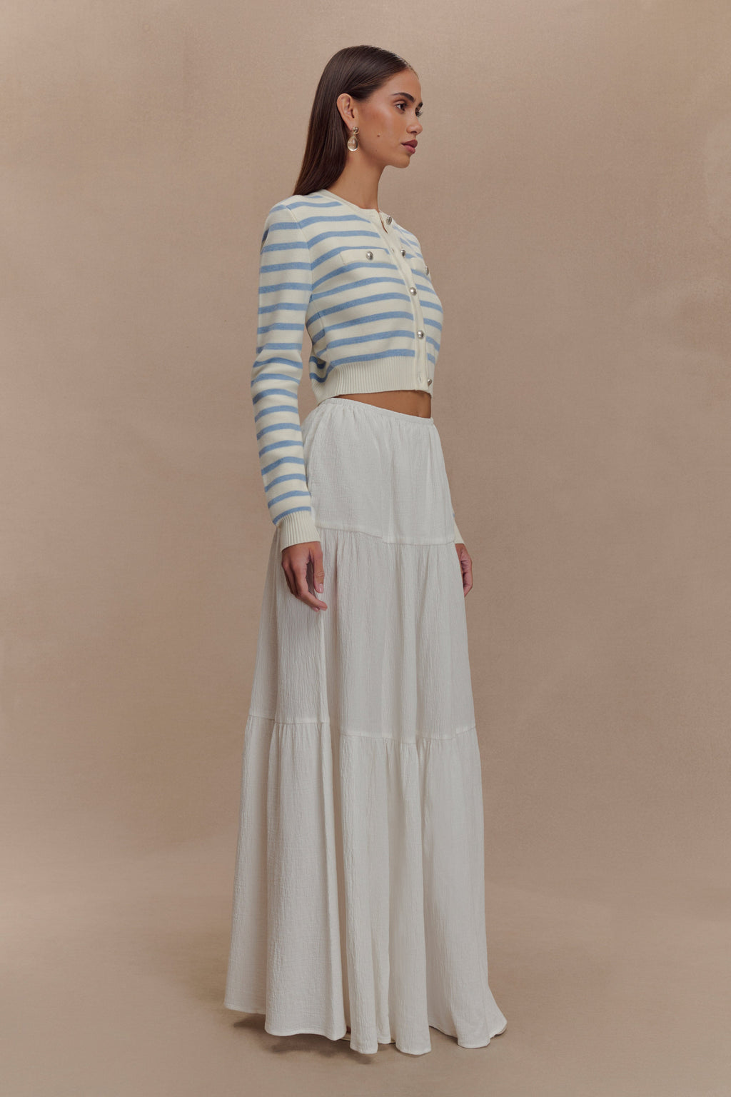 Tanner Striped Knit Cardigan in Light Blue/White – Chic&Drifts