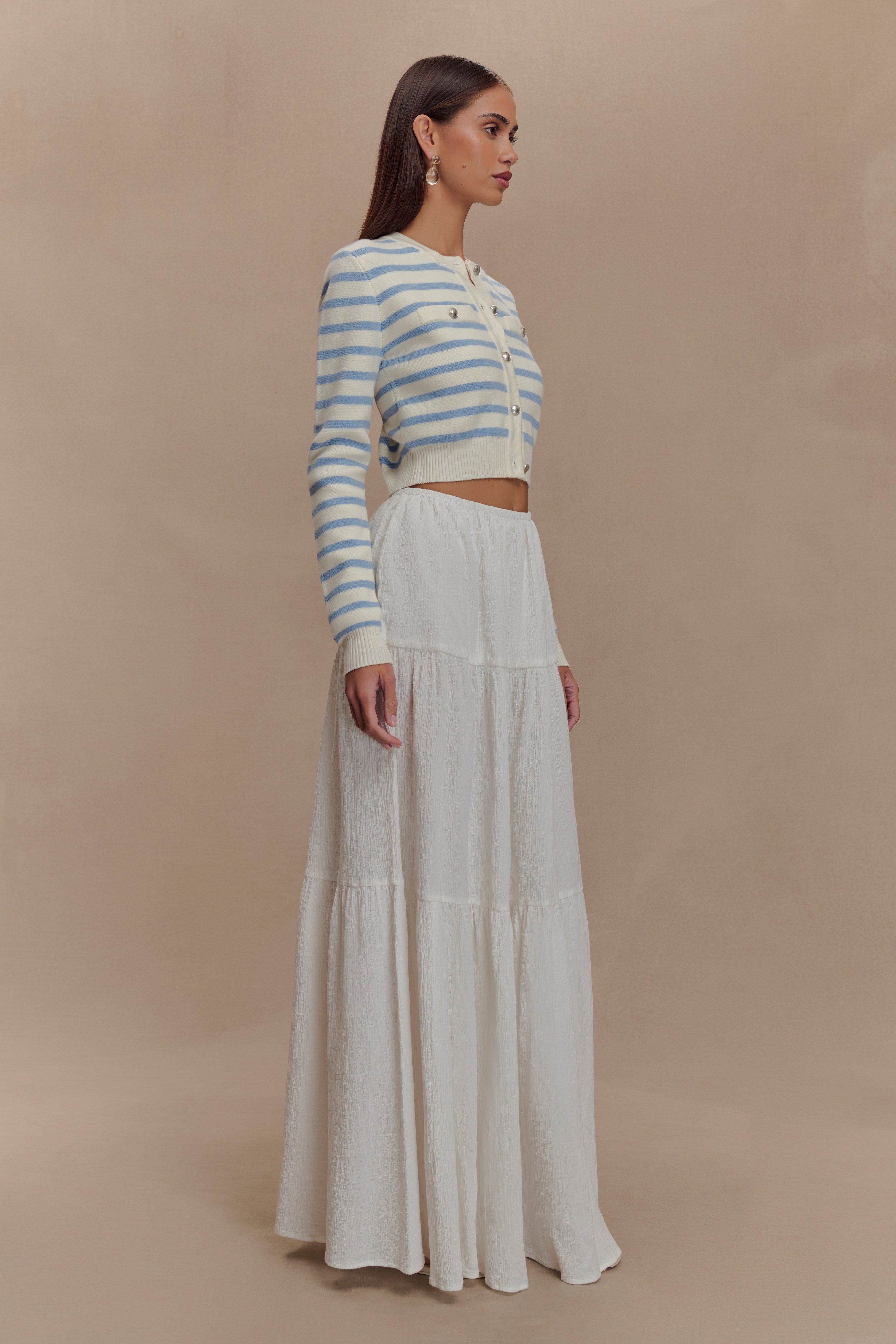 Tanner Striped Knit Cardigan in Light Blue/White – Chic&Drifts