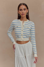 Tanner Striped Knit Cardigan in Light Blue/White – Chic&Drifts