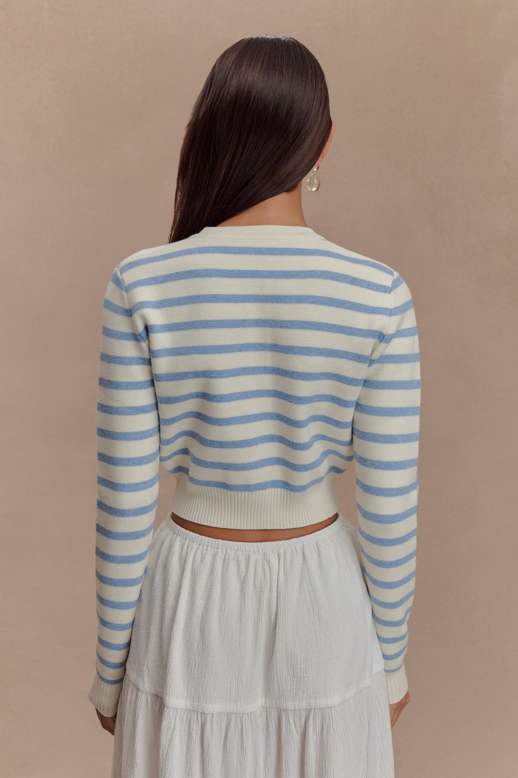 Tanner Striped Knit Cardigan in Light Blue/White – Chic&Drifts