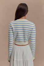Tanner Striped Knit Cardigan in Light Blue/White – Chic&Drifts