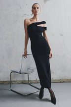 Anastasia One Shoulder Modal Midi Dress in Black – Chic&Drifts