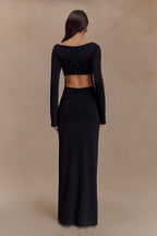 Vienna Slinky Cut Out Maxi Dress in Black – Chic&Drifts