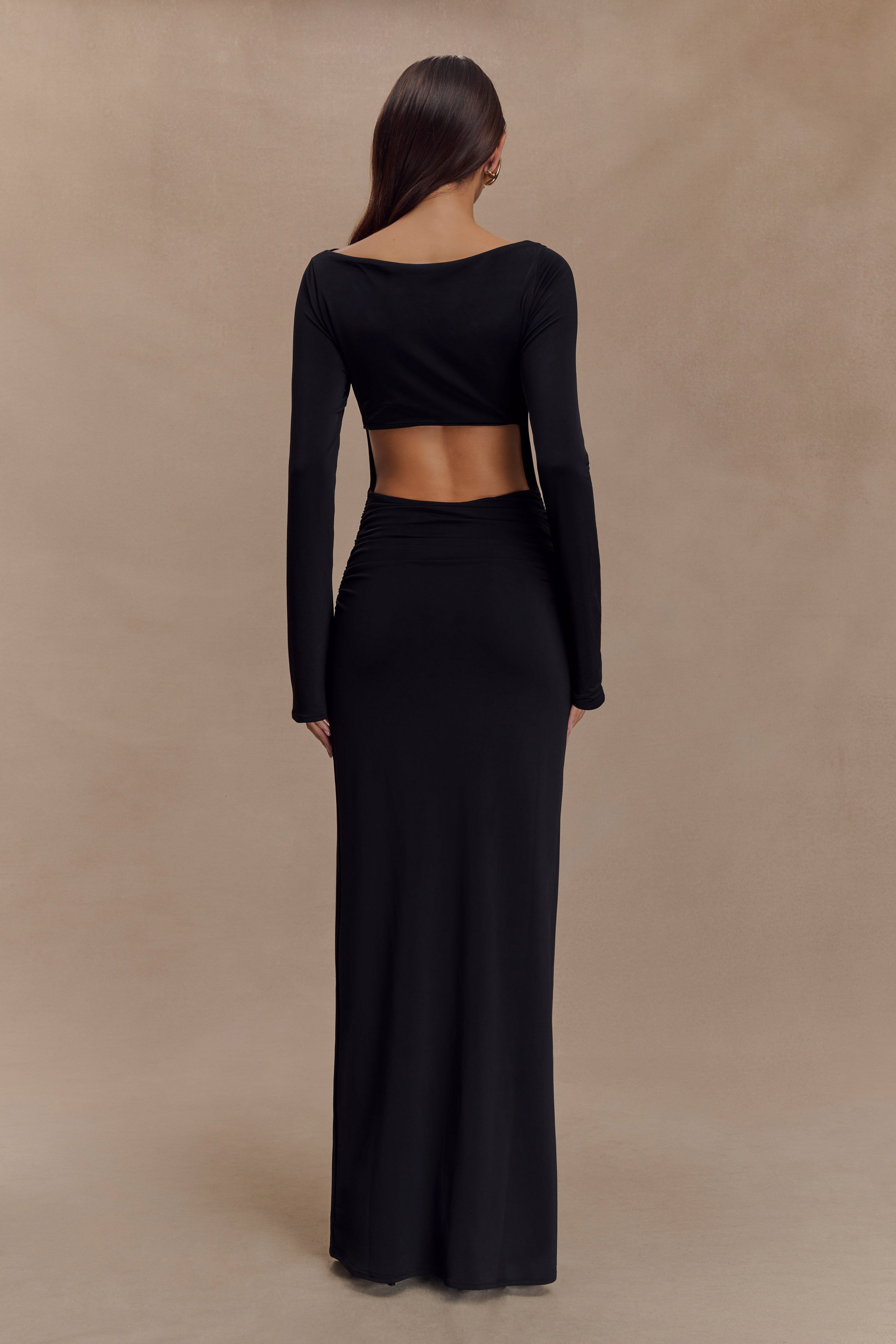 Vienna Slinky Cut Out Maxi Dress in Black – Chic&Drifts