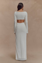 Vienna Slinky Cut Out Maxi Dress in White – Chic&Drifts