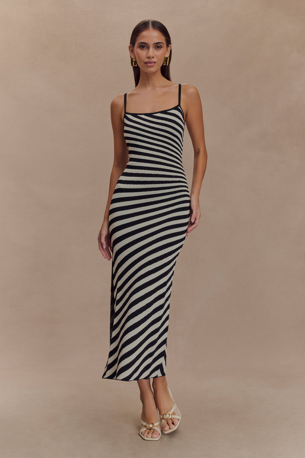Raven Striped Knit Midi Dress in Black/White – Chic&Drifts