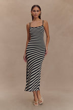 Raven Striped Knit Midi Dress in Black/White – Chic&Drifts