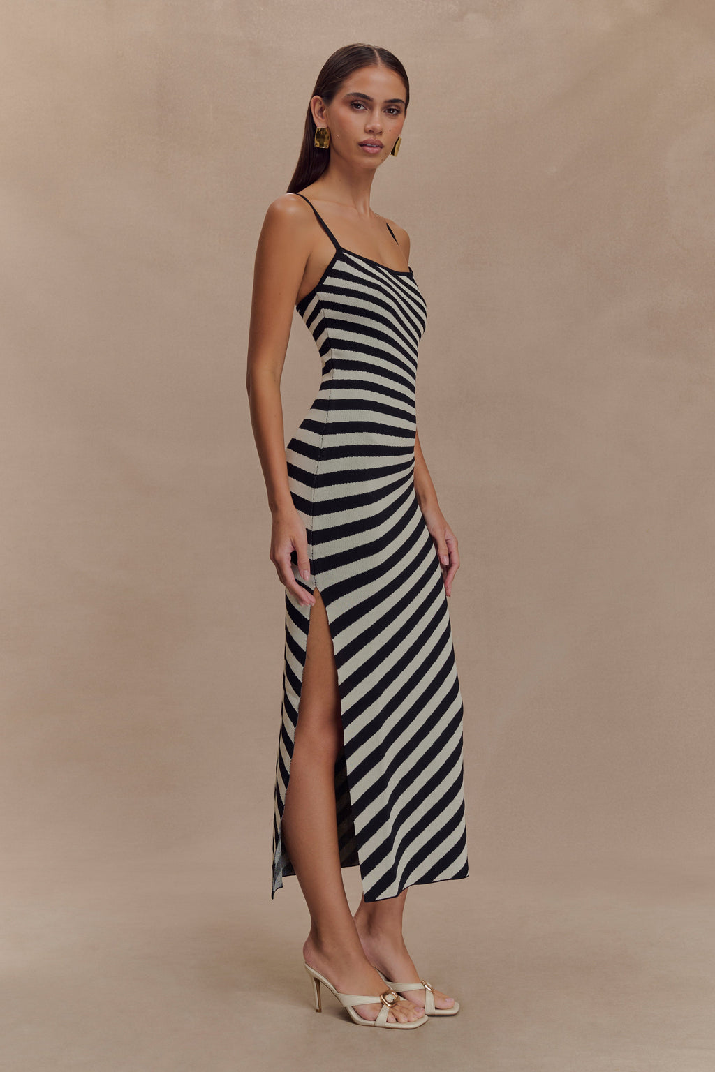 Raven Striped Knit Midi Dress in Black/White – Chic&Drifts
