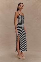 Raven Striped Knit Midi Dress in Black/White – Chic&Drifts