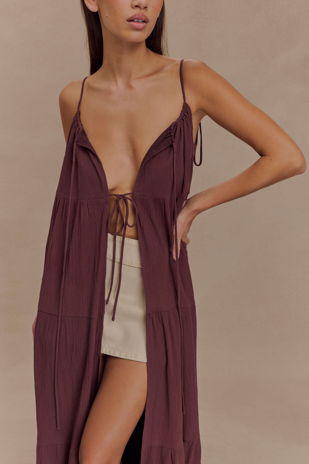 Lenny Front Tie Top in Chocolate – Chic&Drifts
