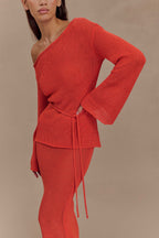 Reagan Off Shoulder Knit Top in Orange – Chic&Drifts