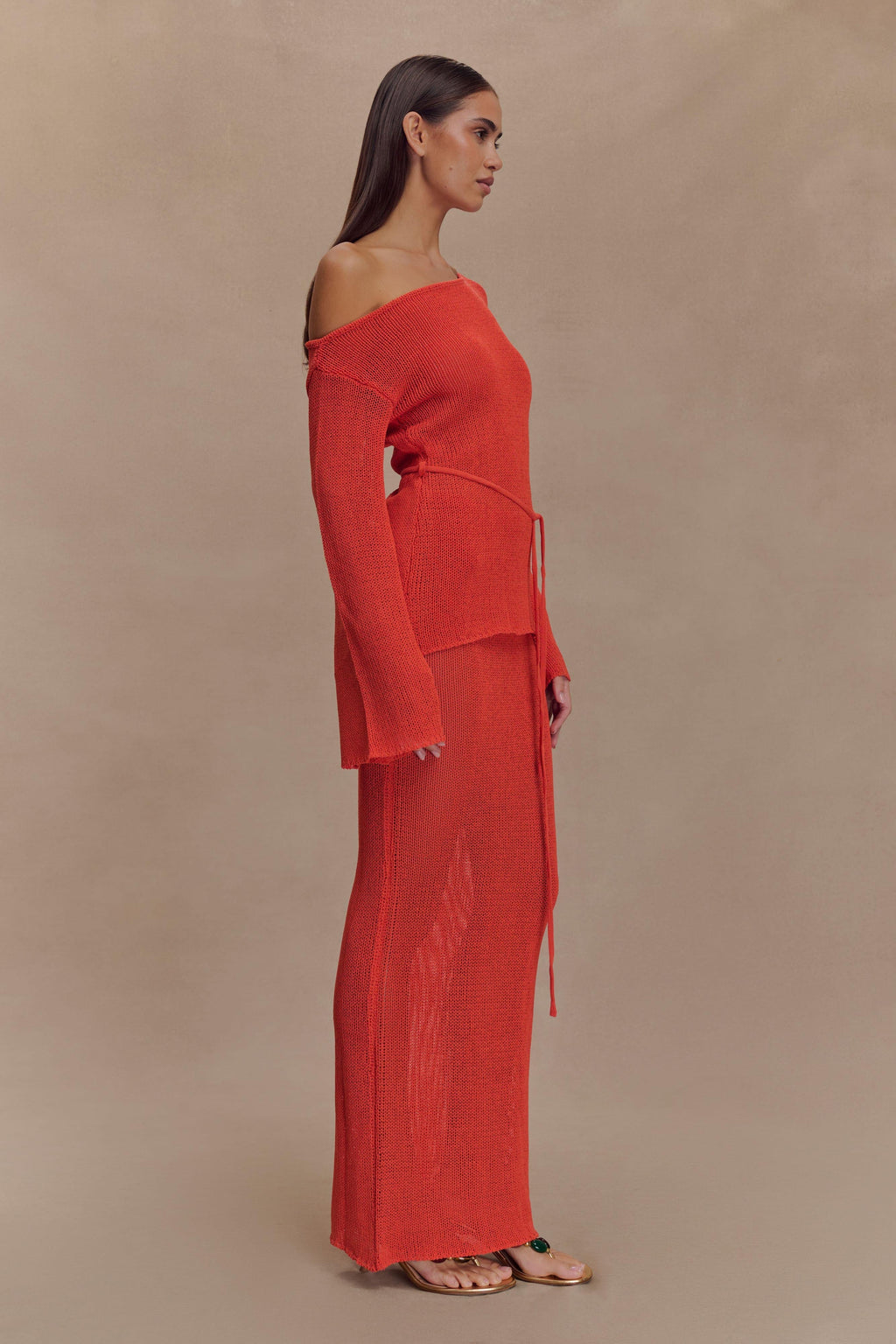 Reagan Off Shoulder Knit Top in Orange – Chic&Drifts