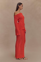 Reagan Off Shoulder Knit Top in Orange – Chic&Drifts