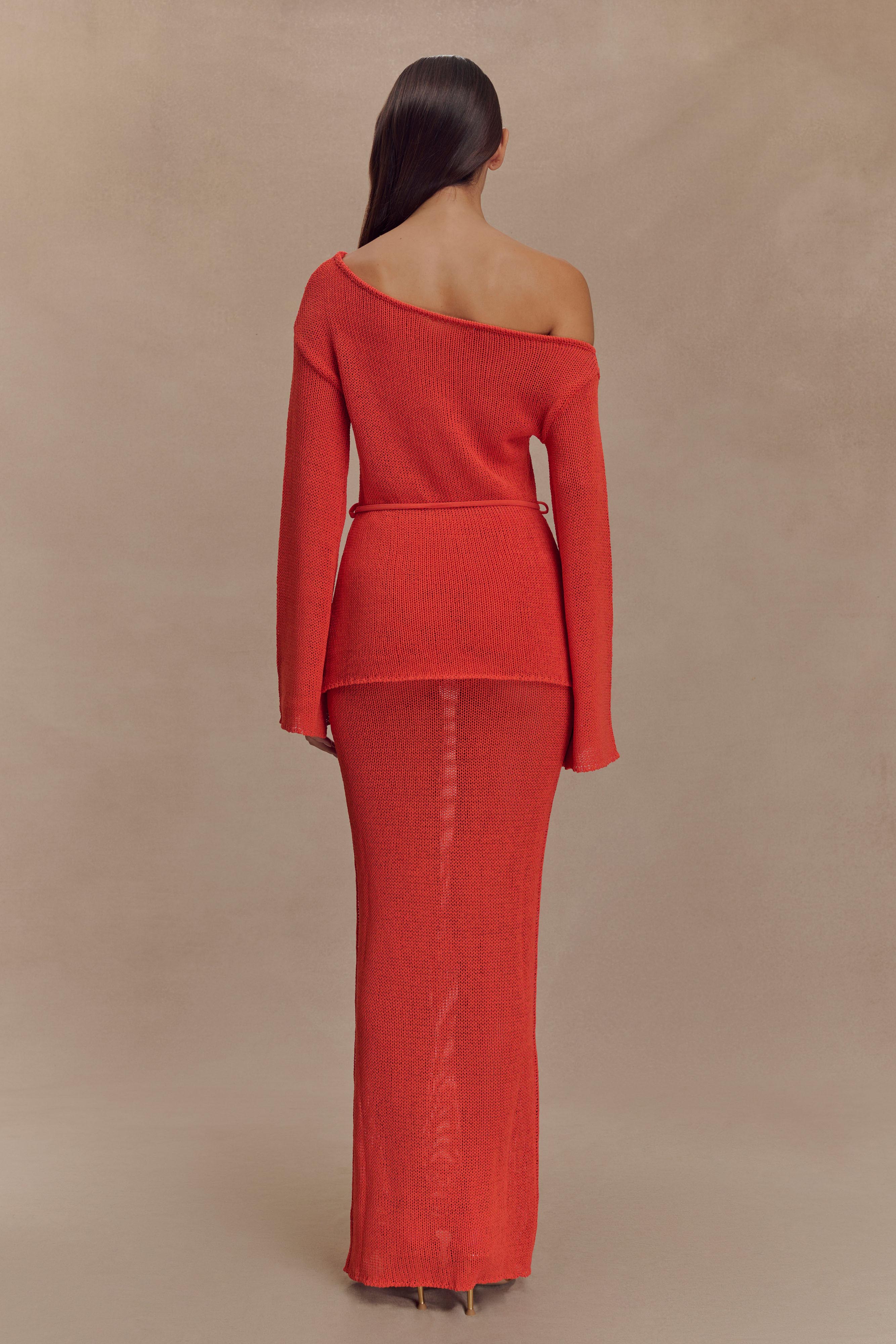 Reagan Knit Maxi Skirt in Orange – Chic&Drifts