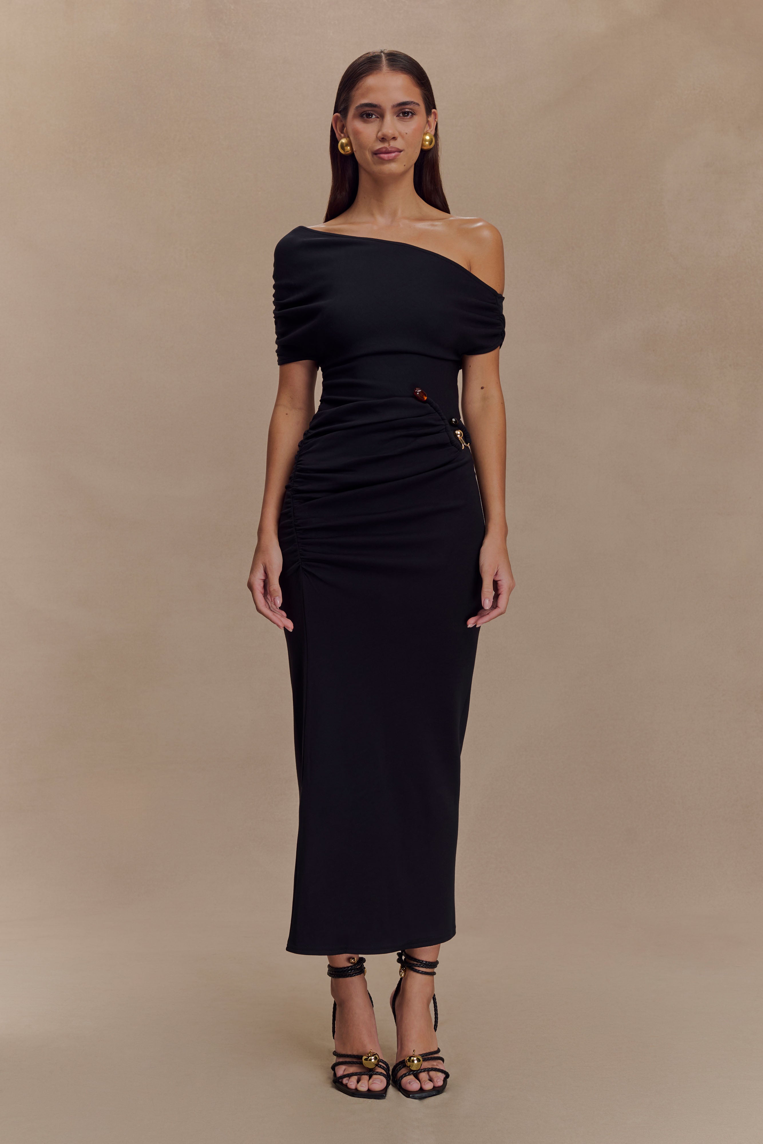 Kendra Scuba Jersey Midi Dress With Hardware
