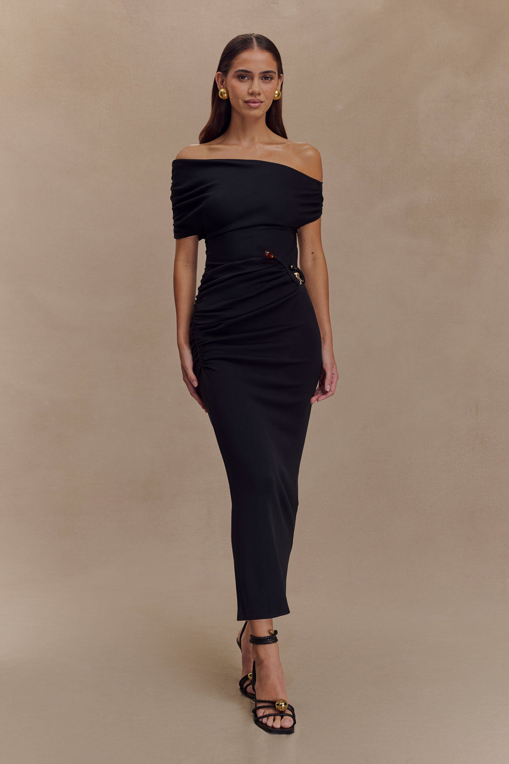 Kendra Scuba Jersey Midi Dress With Hardware