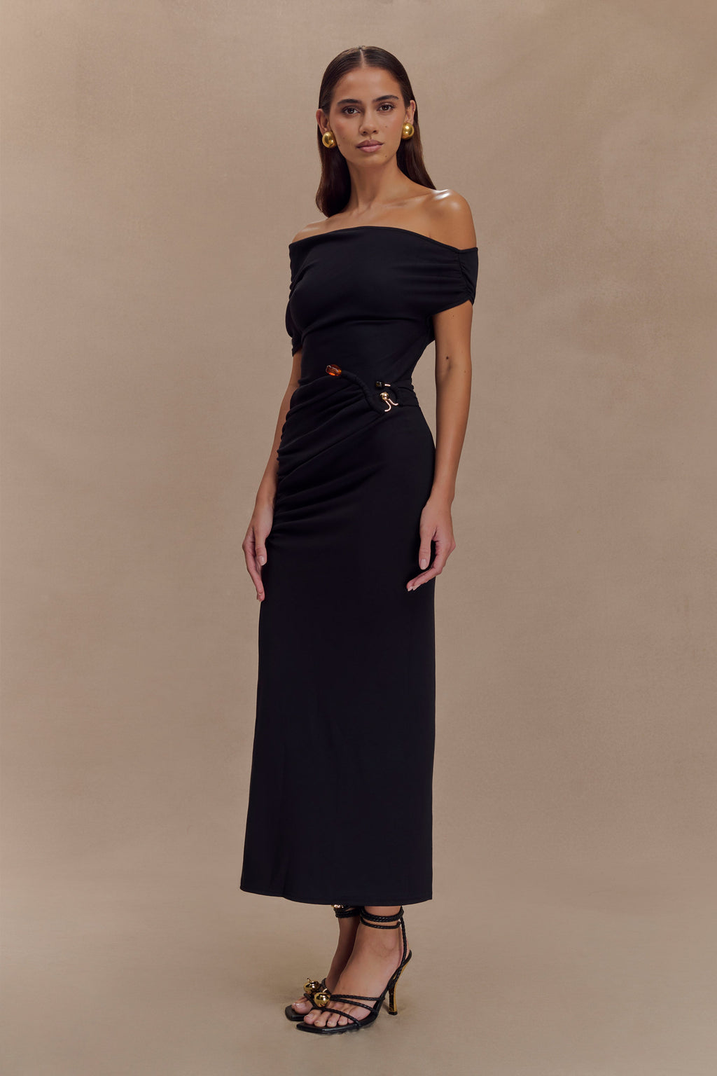 Kendra Scuba Jersey Midi Dress With Hardware