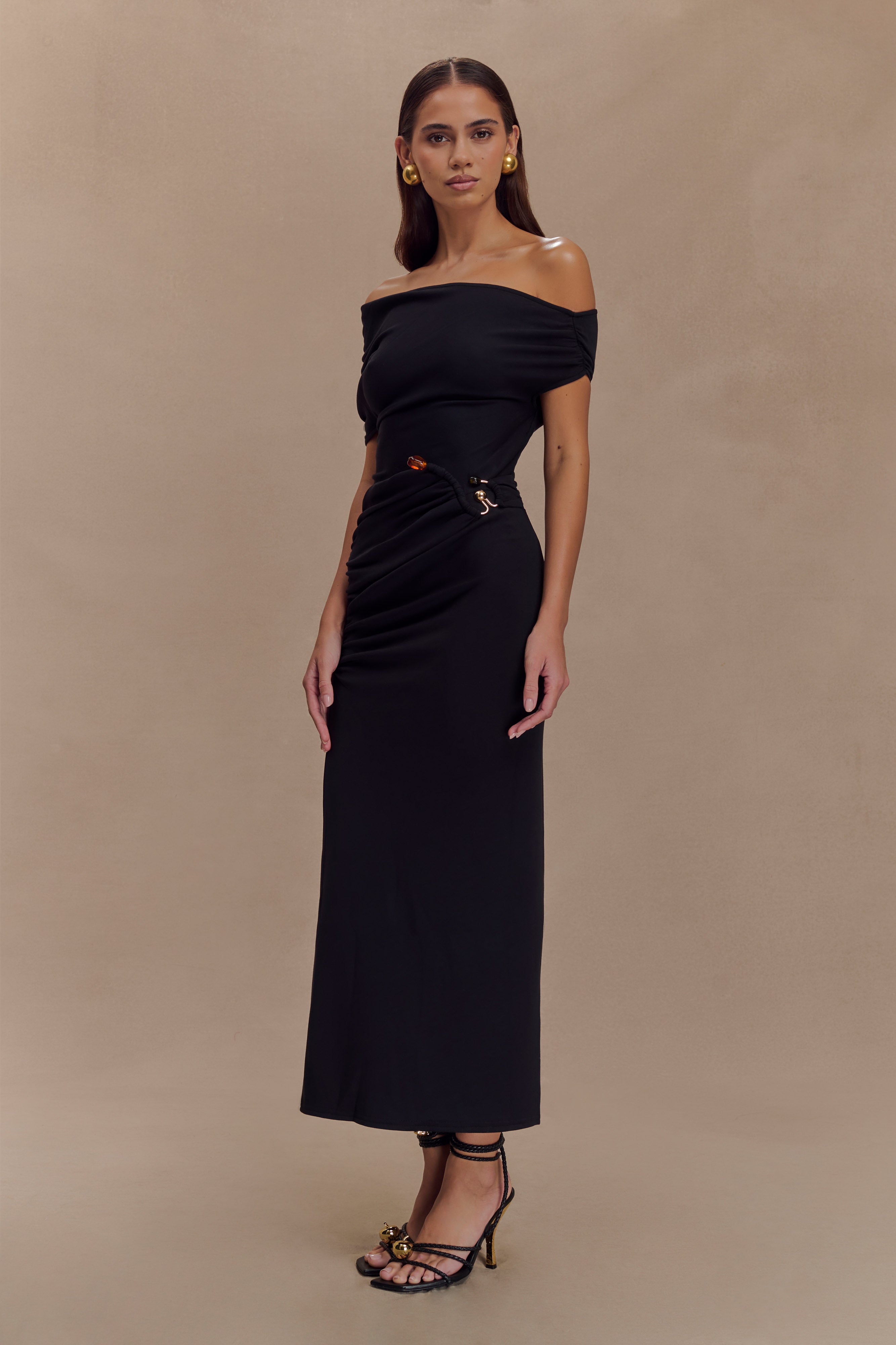 Kendra Scuba Jersey Midi Dress With Hardware