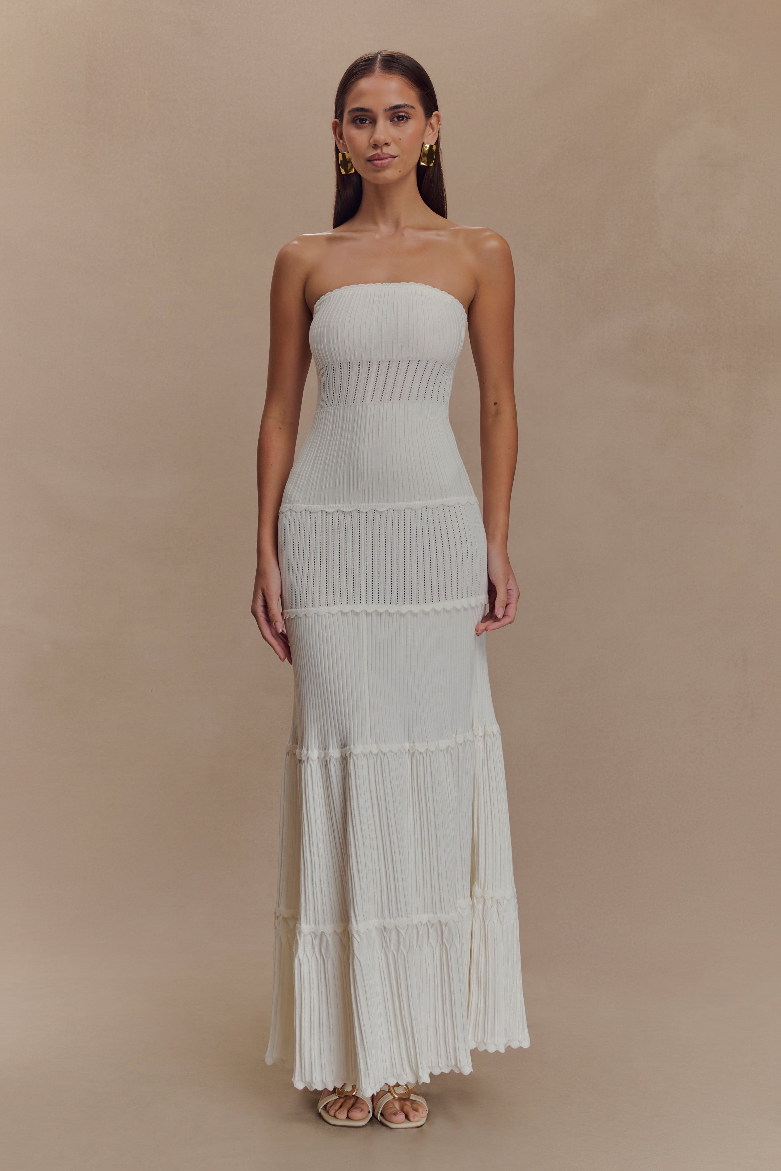 Finley Pointelle Knit Maxi Dress in Ivory – Chic&Drifts