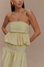 Amirah Strapless Bubble Crop Top in Lemon – Chic&Drifts
