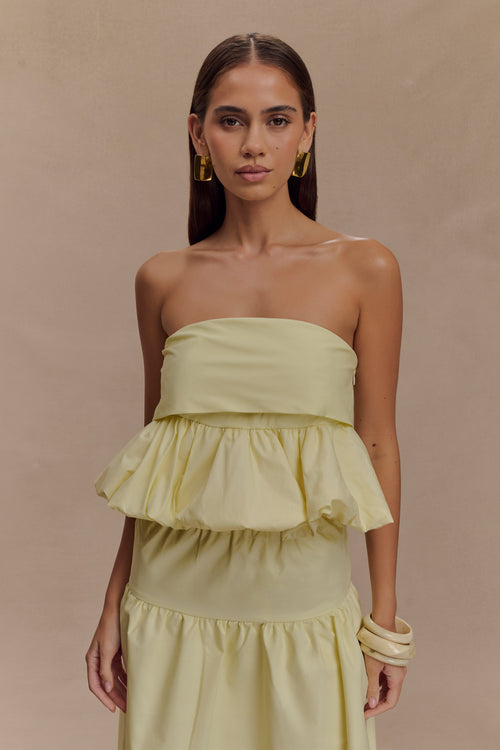 Amirah Strapless Bubble Crop Top in Lemon – Chic&Drifts