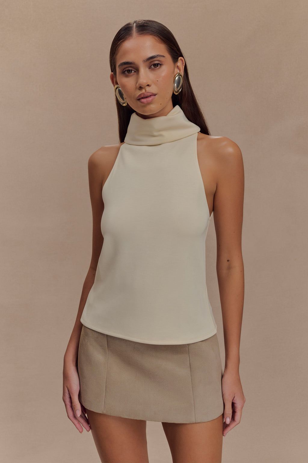 Birdie High Neck Sleeveless Top in Ivory – Chic&Drifts