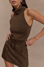 Birdie High Neck Sleeveless Top in Chocolate – Chic&Drifts