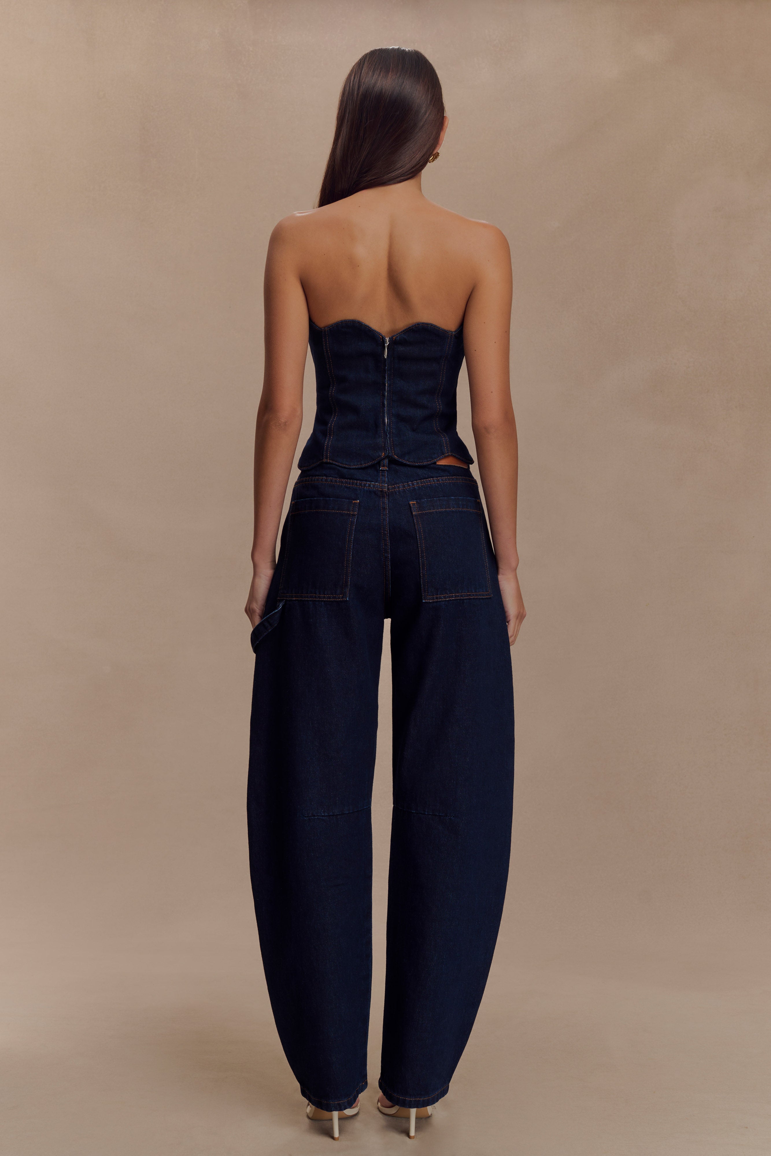 Oakley Strapless Scallop Denim Top in Indigo Blue – Chic&Drifts