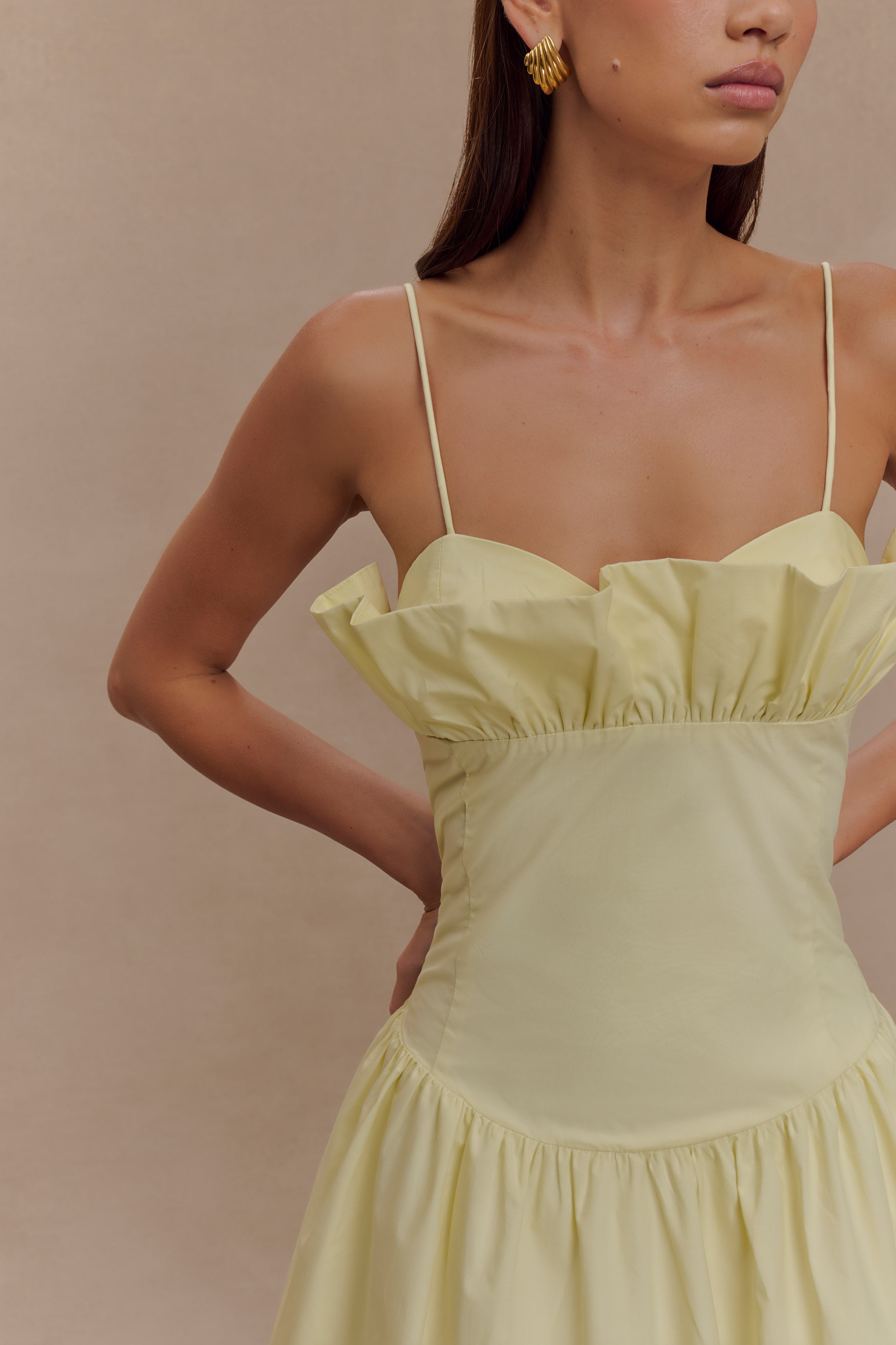 Janis Cotton Frill Maxi Dress in Lemon – Chic&Drifts