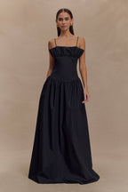 Janis Cotton Frill Maxi Dress in Black – Chic&Drifts