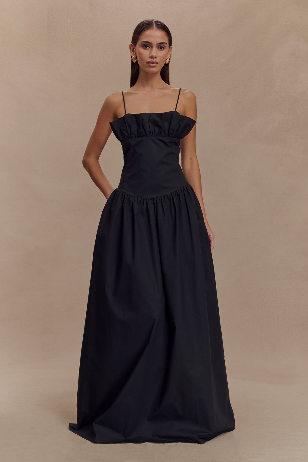 Janis Cotton Frill Maxi Dress in Black – Chic&Drifts