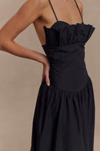 Janis Cotton Frill Maxi Dress in Black – Chic&Drifts