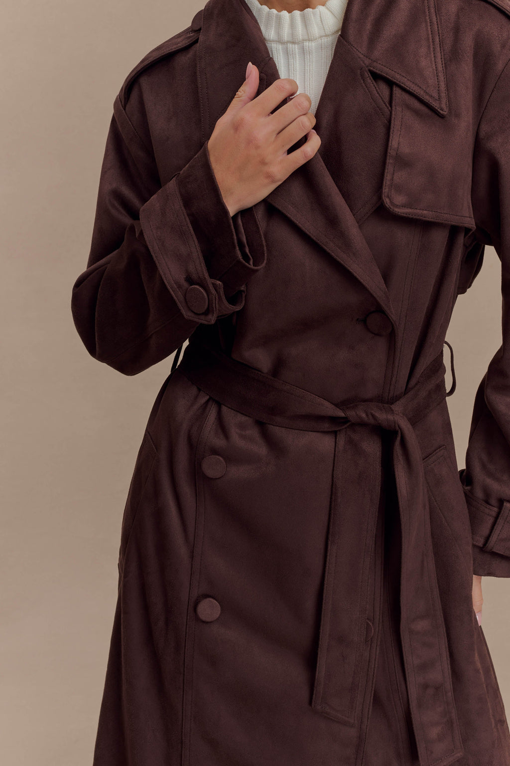 Marc Faux Suede Coat in Cocoa Chocolate – Chic&Drifts