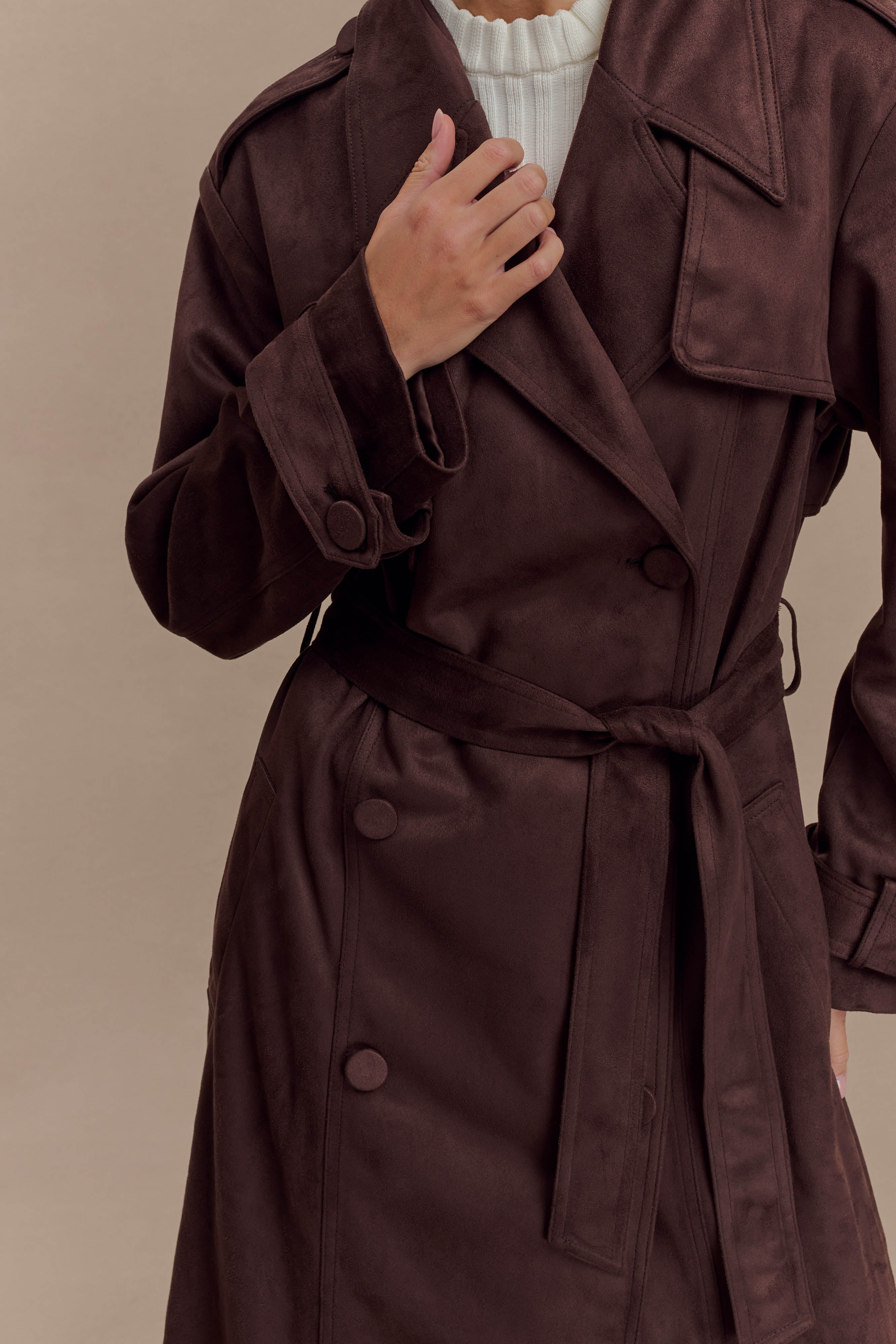 Marc Faux Suede Coat in Cocoa Chocolate – Chic&Drifts