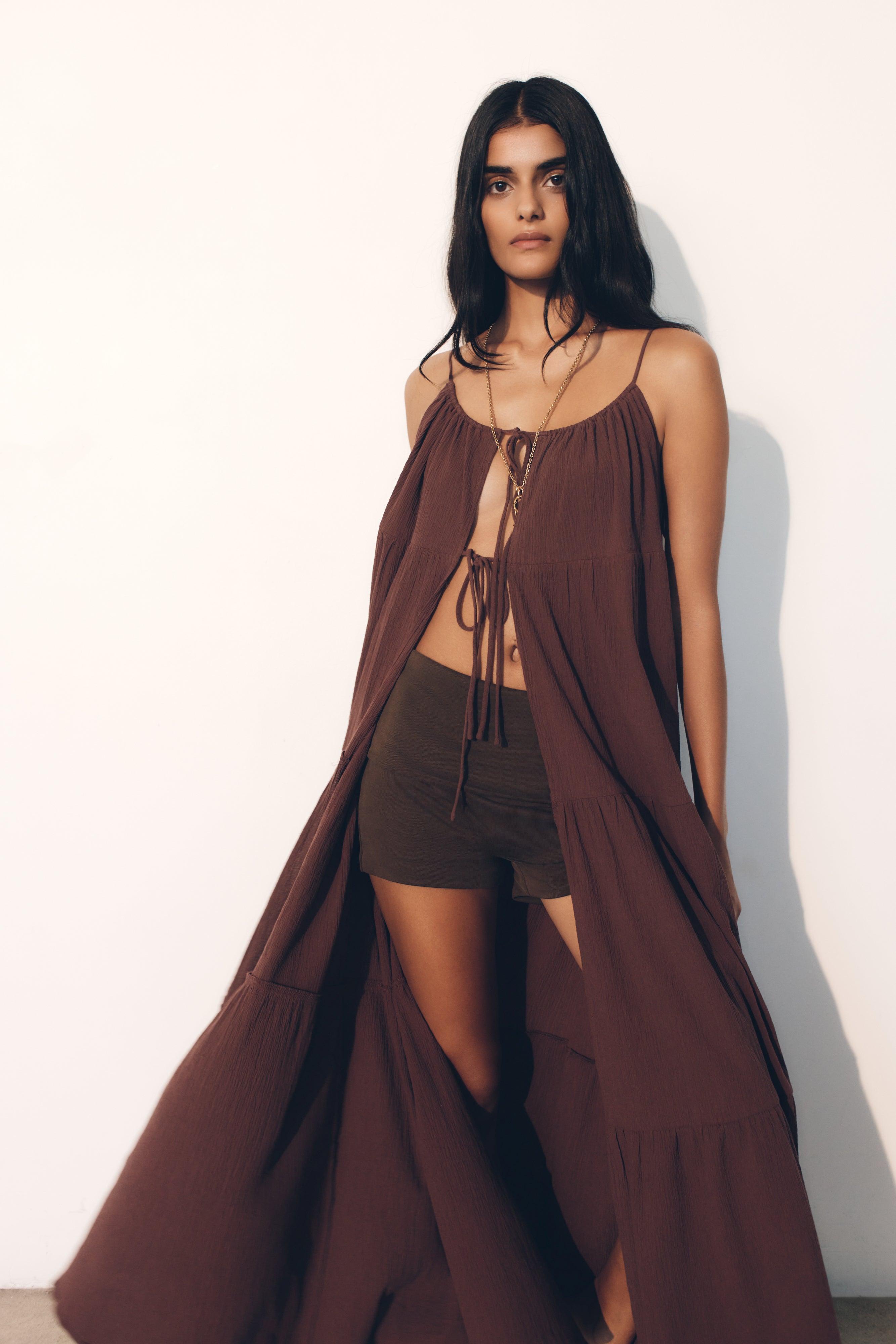 Lenny Front Tie Top in Chocolate – Chic&Drifts