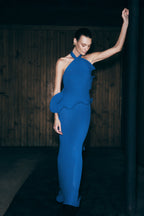 Caprice Halter Knit Maxi Dress in Cobalt – Chic&Drifts