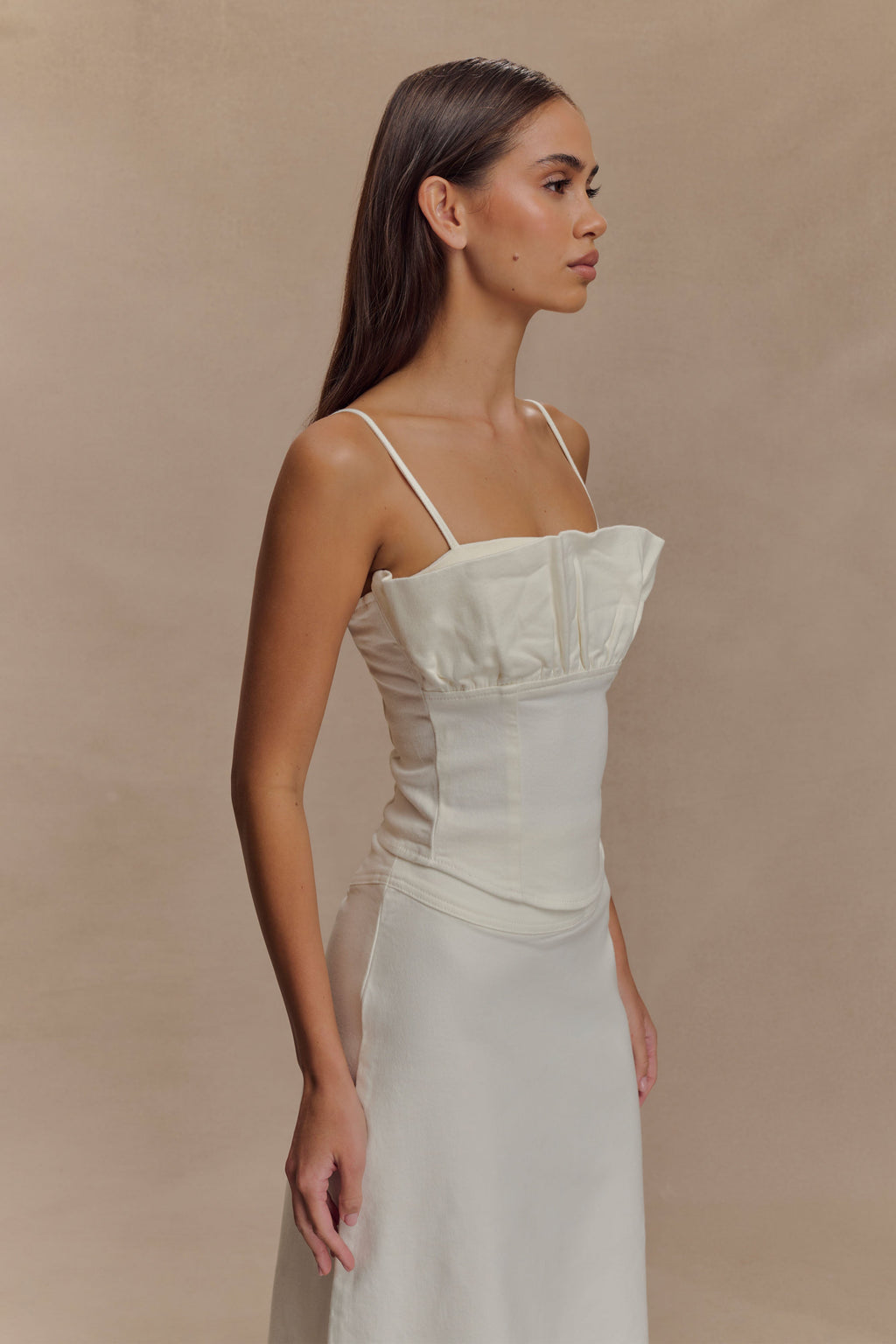 Cecilia Denim Frill Corset in White – Chic&Drifts