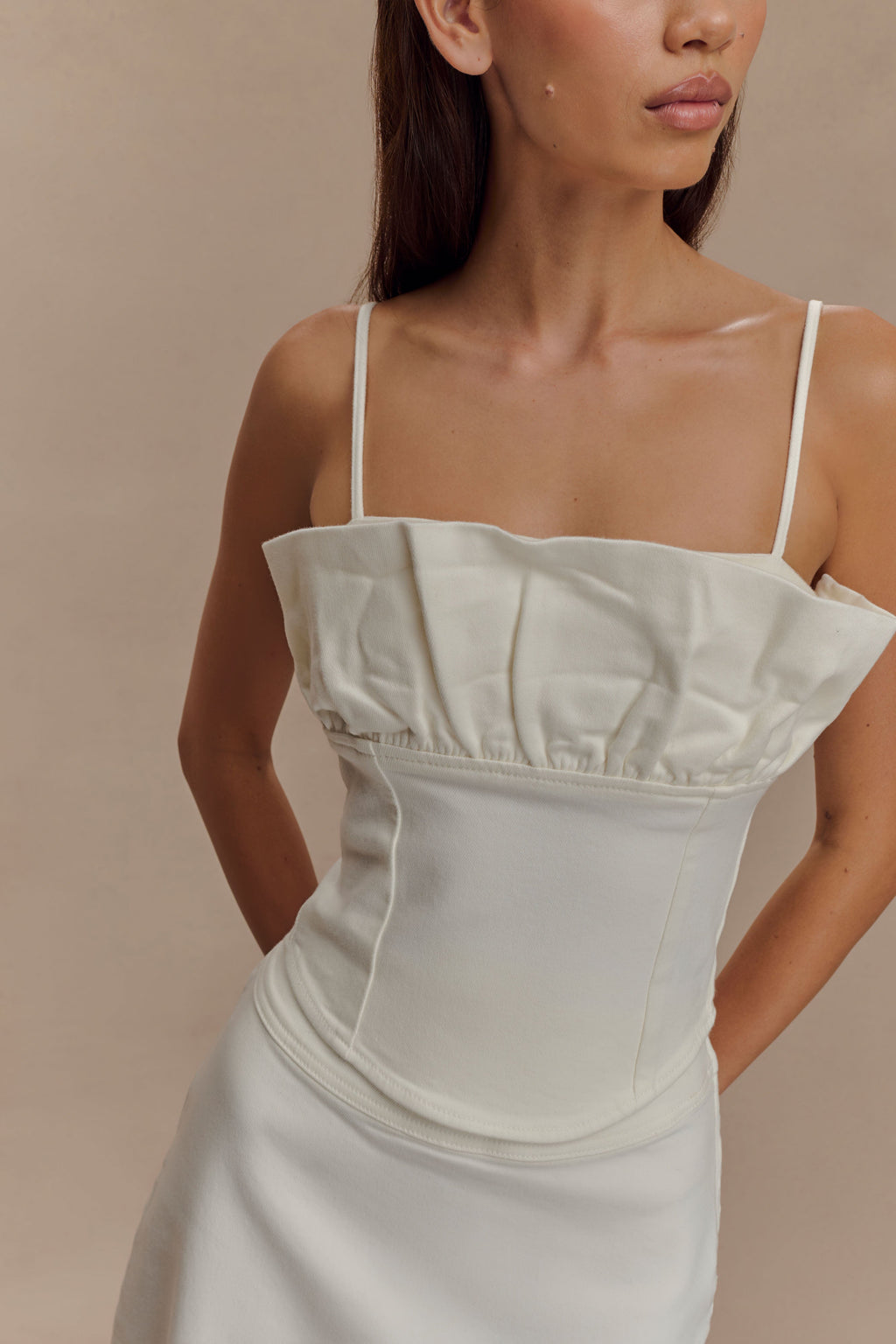 Cecilia Denim Frill Corset in White – Chic&Drifts