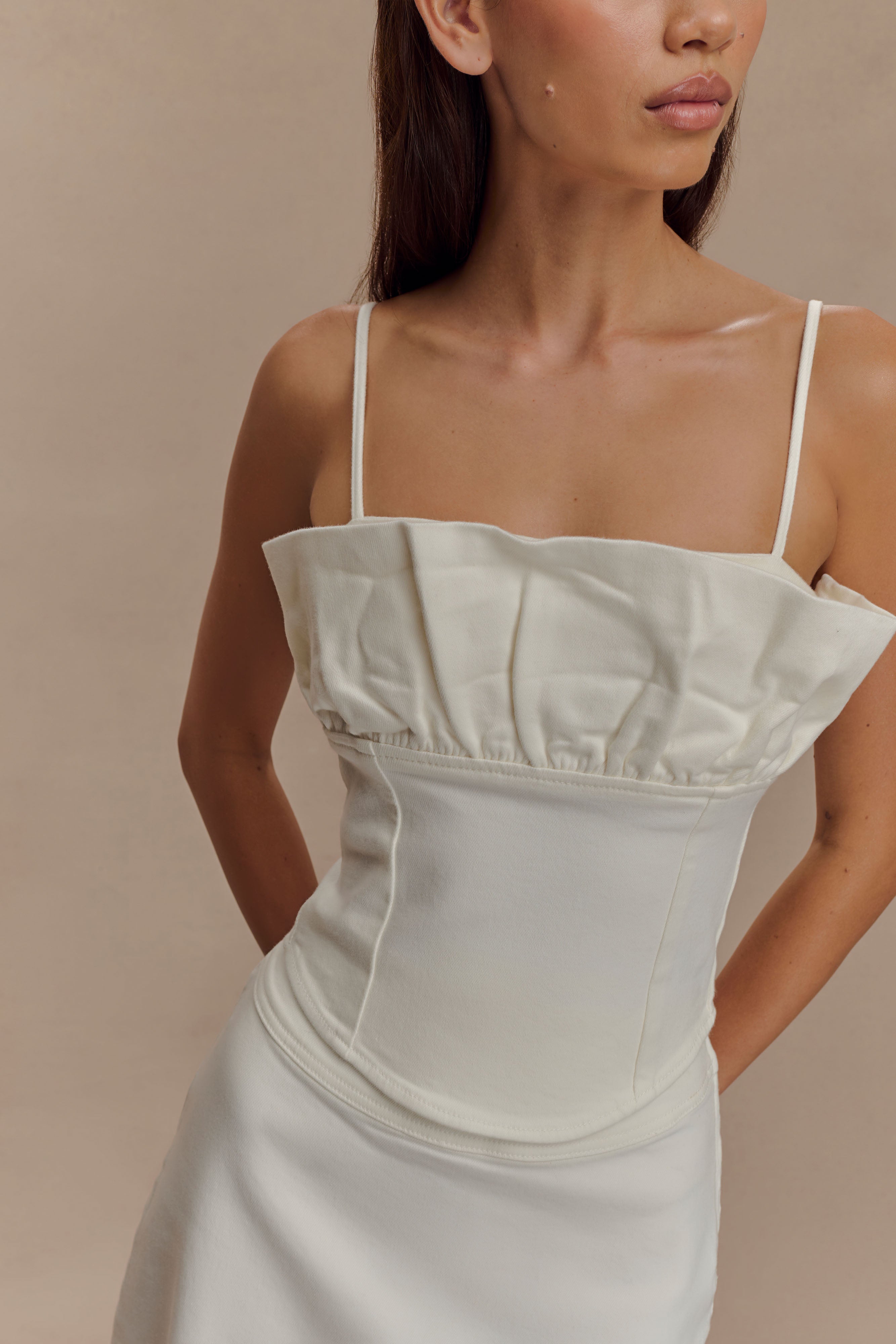 Cecilia Denim Frill Corset in White – Chic&Drifts