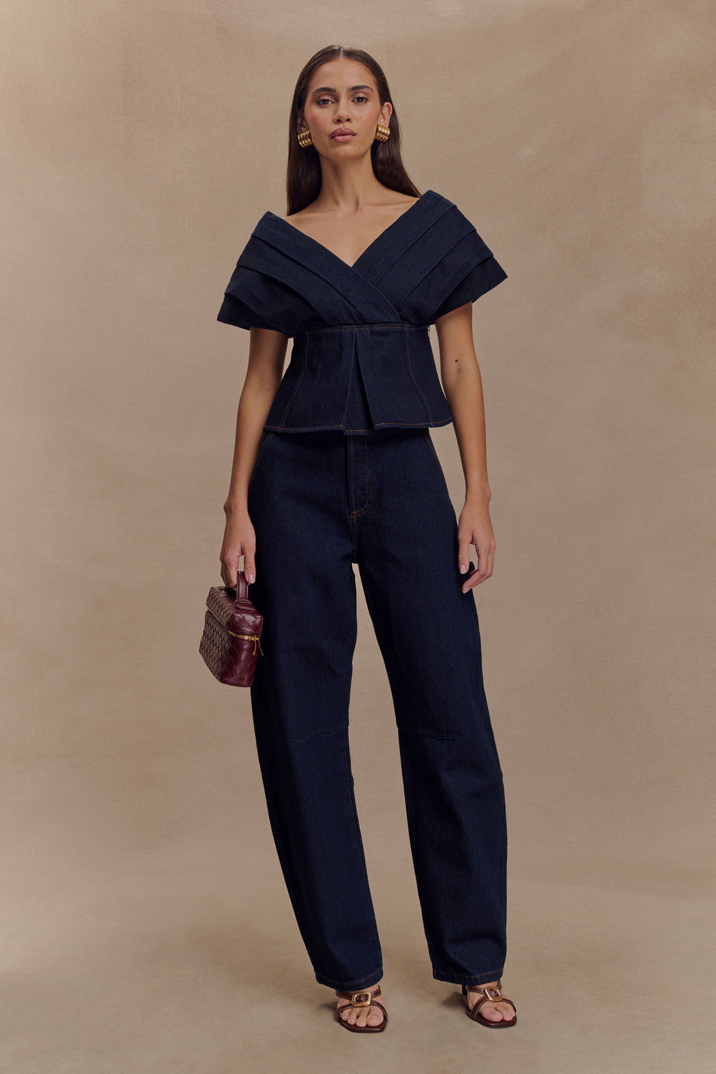 Rayne Off Shoulder Denim Top in Indigo Blue – Chic&Drifts