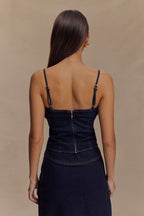 Cecilia Denim Frill Corset in Indigo Blue – Chic&Drifts
