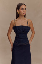 Cecilia Denim Frill Corset in Indigo Blue – Chic&Drifts