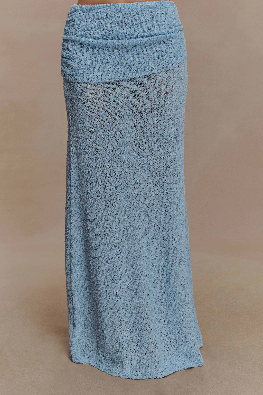 Petra Ruched Knit Maxi Skirt in Light Blue – Chic&Drifts
