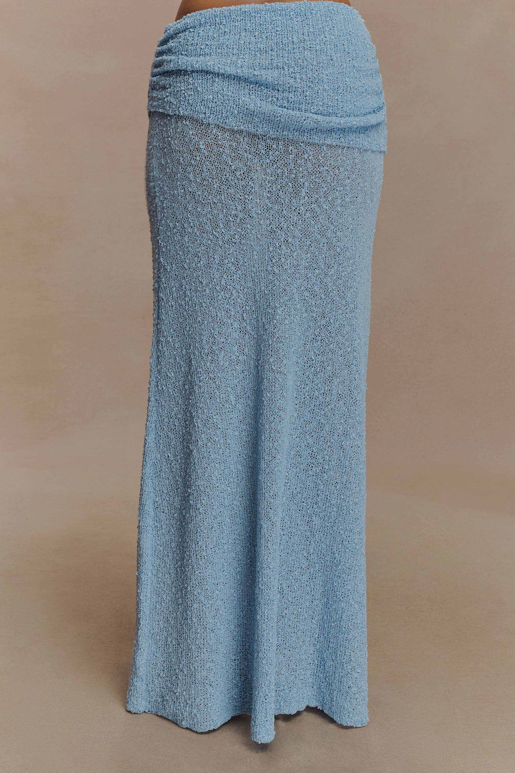 Petra Ruched Knit Maxi Skirt in Light Blue – Chic&Drifts