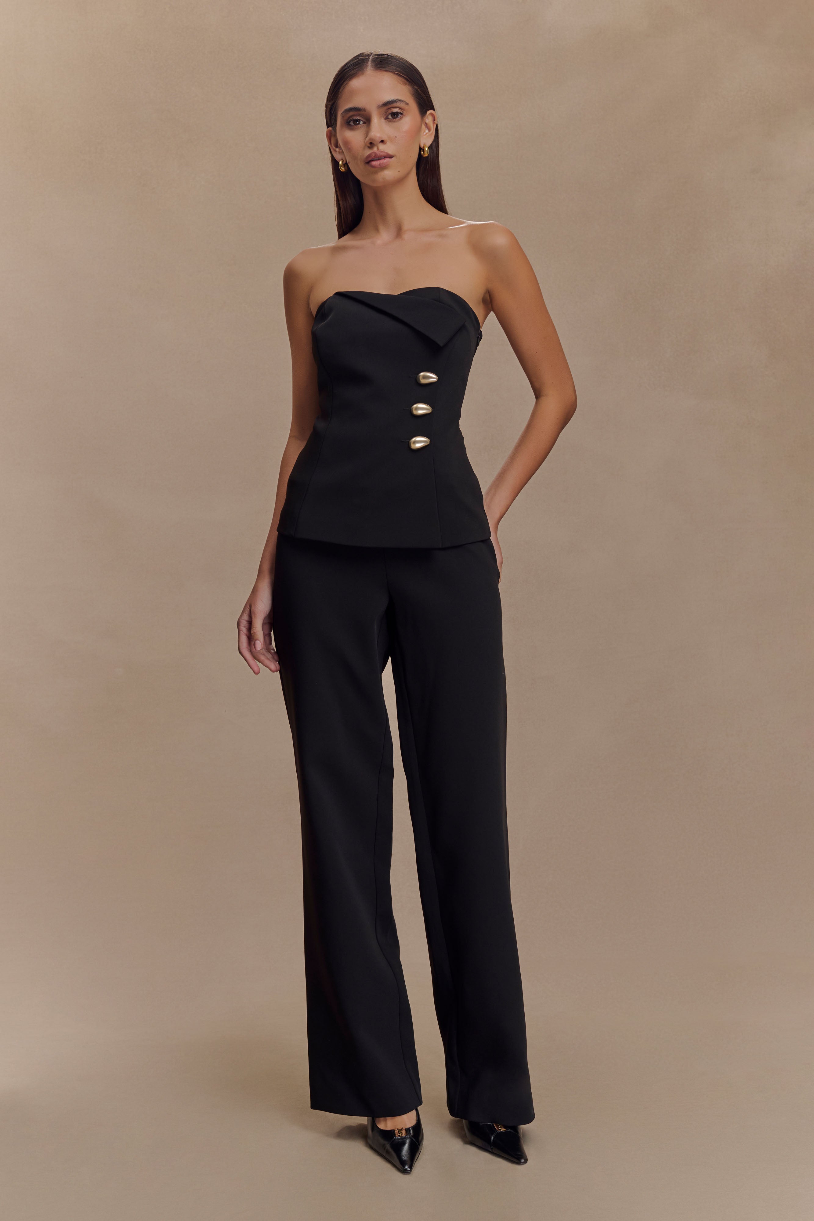 Lindie Strapless Suiting Top in Black – Chic&Drifts