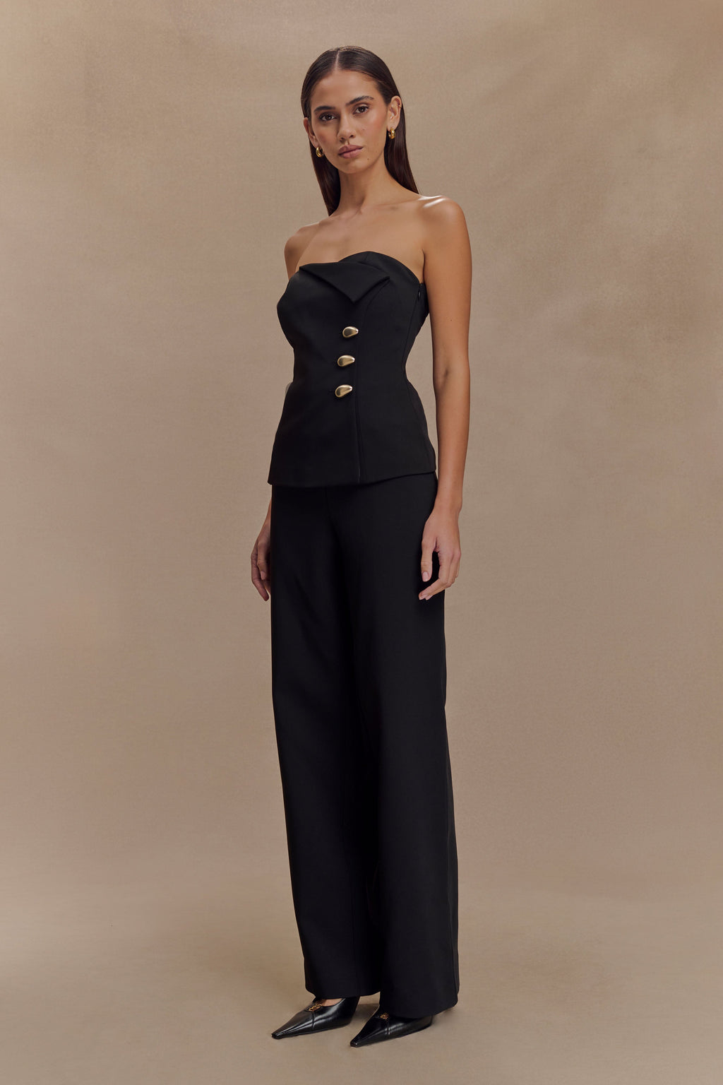 Lindie Strapless Suiting Top in Black – Chic&Drifts