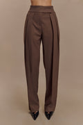 Penelope Pleated High Waisted Pants in Chocolate – Chic&Drifts