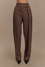 Penelope Pleated High Waisted Pants in Chocolate – Chic&Drifts