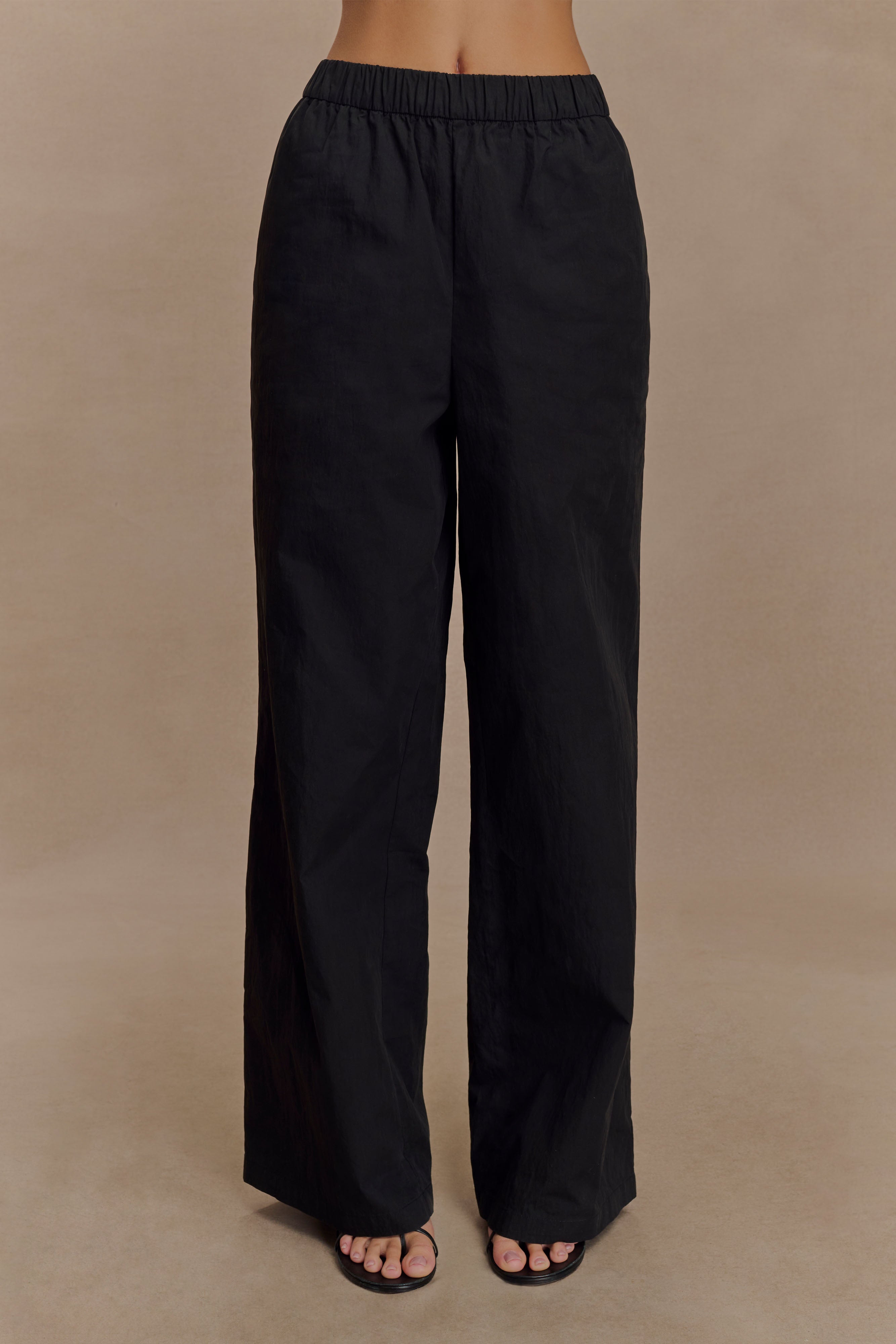 Campbell Cotton Wide Leg Trousers - Black
