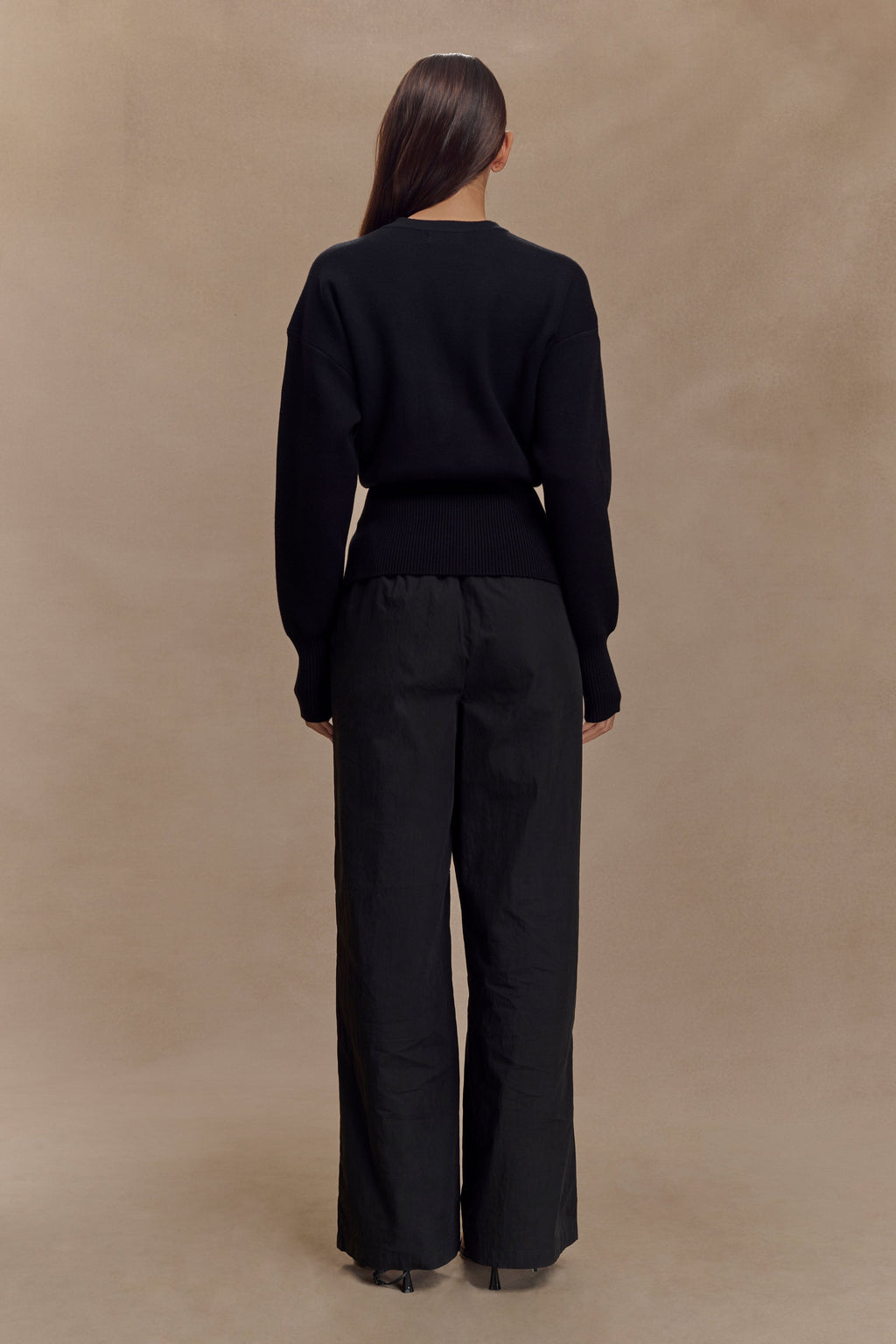 Campbell Cotton Wide Leg Trousers - Black